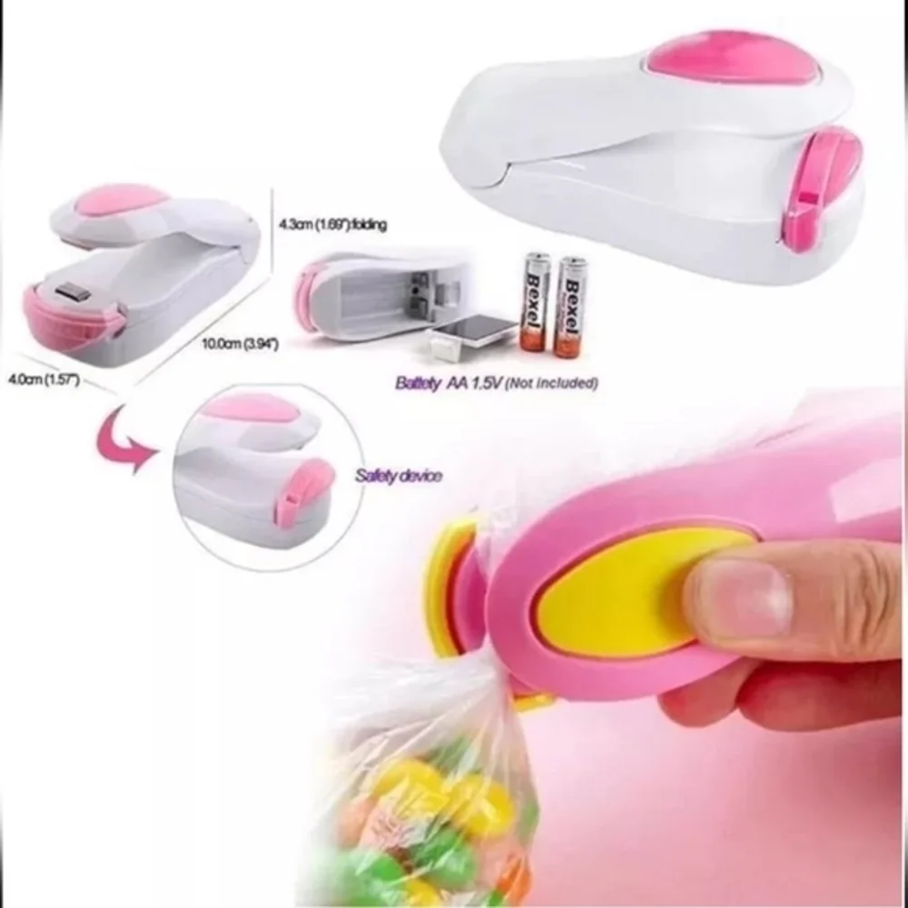 Mini Handheld Heat Bag Sealer, Food Sealer, Plastic Bags Food Saver Storage Pink